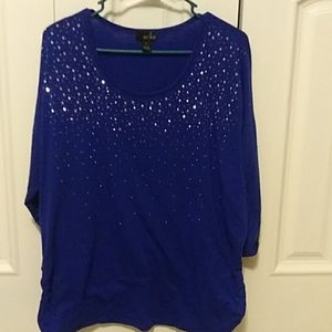 Ericka XL Sparkly Blue Top